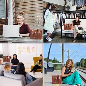 Het Leerboodschapper Bag 15,6 Duimlaptop Tote Bag van uitstekende Vrouwen 4