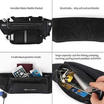 Riem van polyester de Waterdichte Bum Jogging Belt Bag Running met Flessenhouder