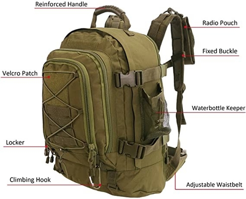 Het uitzetbare het Kamperen van 60l Tactische Militaire Materiaal van Rugzakoxford