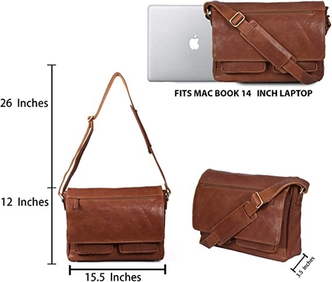 14inch Laptop het Leerboodschapper Bag Canvas Cowhide 400g van Vrouwen