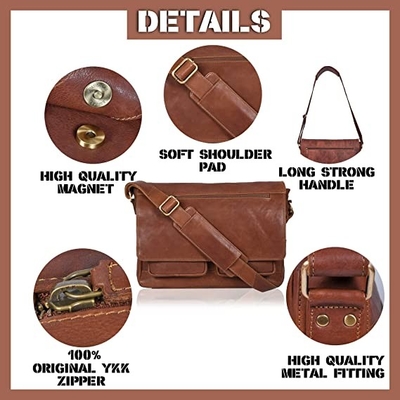 14inch Laptop het Leerboodschapper Bag Canvas Cowhide 400g van Vrouwen