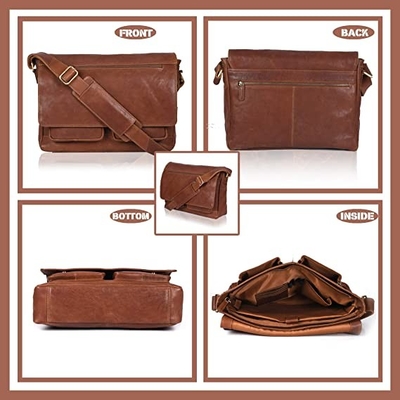 14inch Laptop het Leerboodschapper Bag Canvas Cowhide 400g van Vrouwen